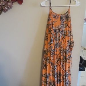 Long Orange with flower dress